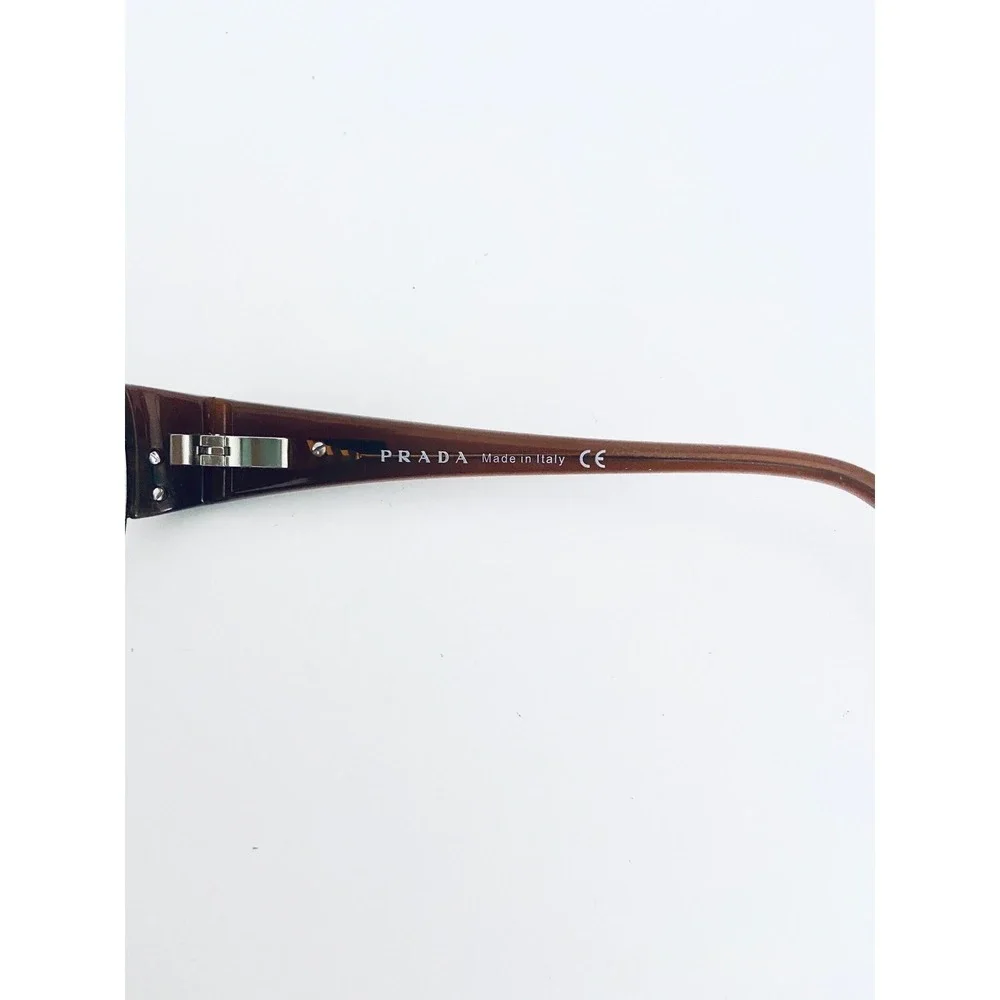 Prada Brown Metal Rectangular W Lucite Temples Glasses Italy VPR521 53 17 135